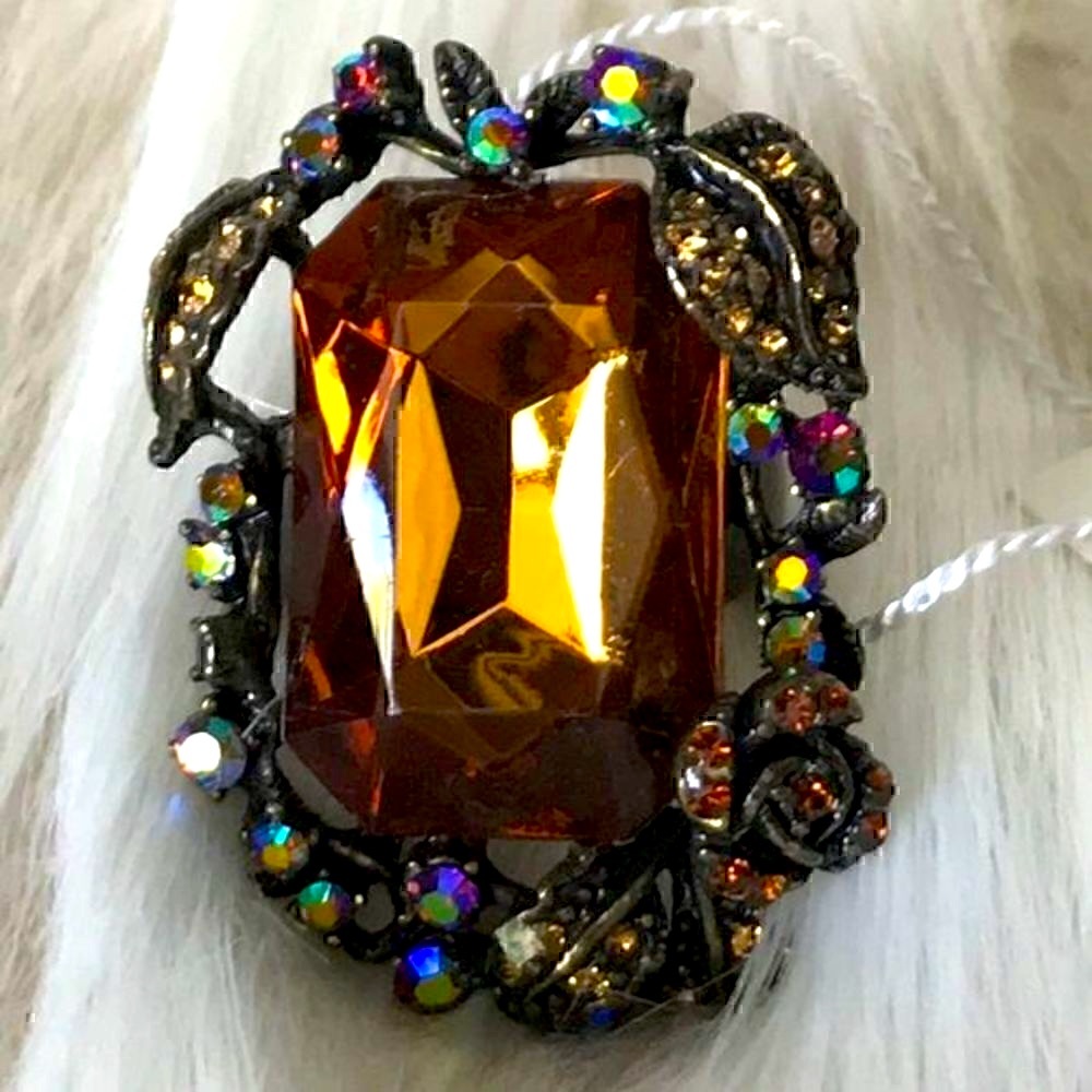 Elegant Large Crystals Ring